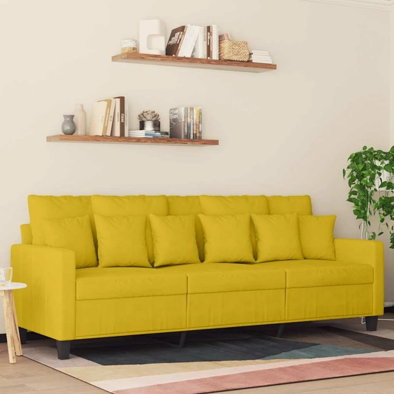 3-personers velour sofa 180 cm – gul
