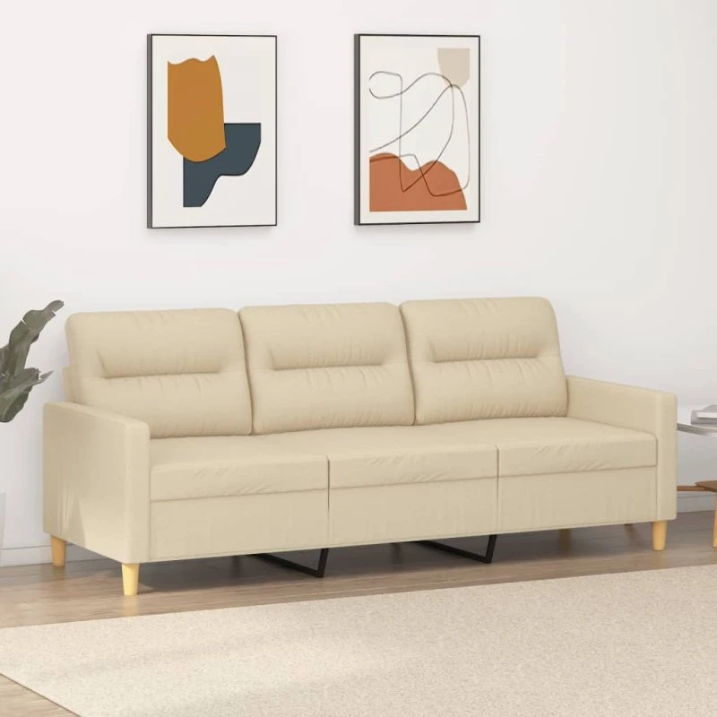 3-personers sofa 180 cm i creme stof - komfort & robust