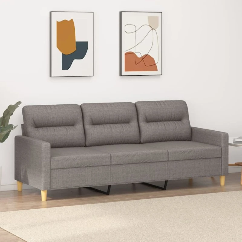 3-personers sofa 180 cm stof – gråbrun, robust & komfortabel