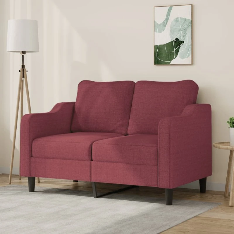2-personers sofa 120 cm vinrød stof – robust & komfortabel