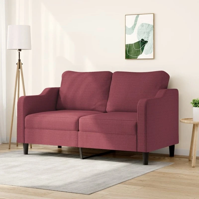 2-personers sofa 140 cm i vinrød stof