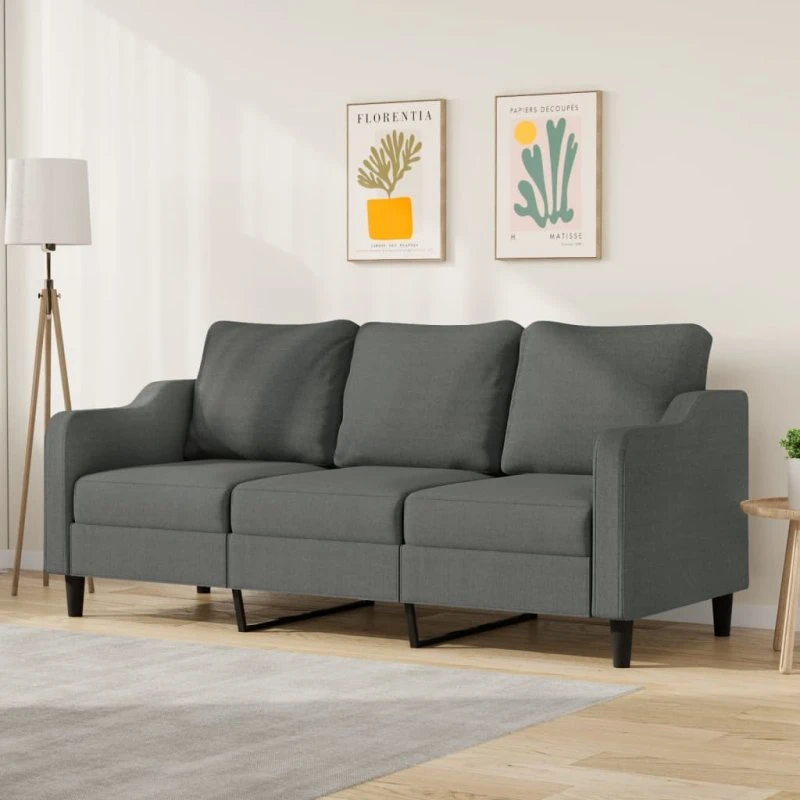 3-personers sofa 180 cm i mørkegråt stof