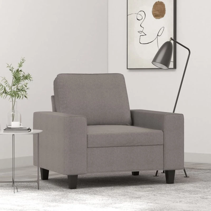 Lænestol 60 cm i gråbrunt stof – robust & komfortabel