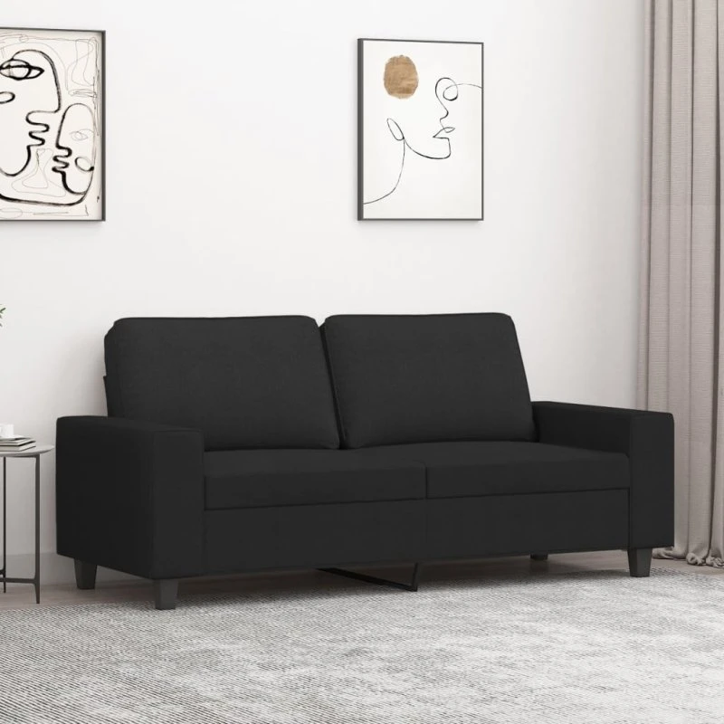 2-personers sofa 140 cm stof - sort (komfort & metalstel)