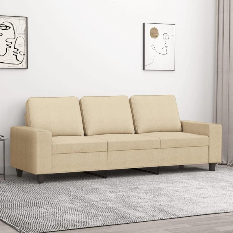 3-personers sofa 180 cm i creme stof – komfort & robust