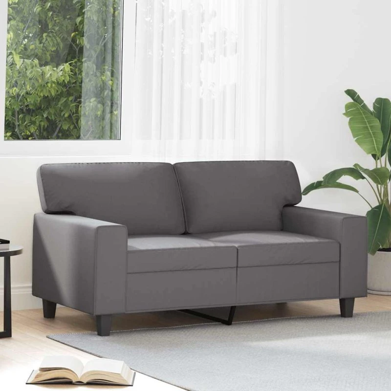 2-personers sofa 120 cm i gråt kunstlæder