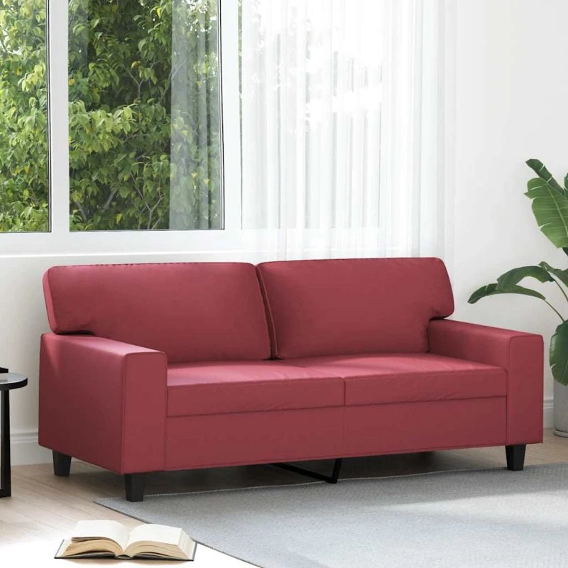 2-personers sofa 140 cm i vinrød kunstlæder