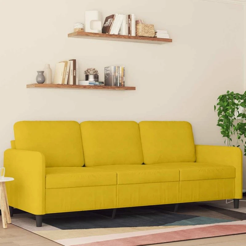 3-personers velour sofa 180 cm - Gul