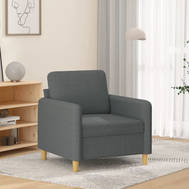 Lænestol 60 cm stof mørkegrå – komfort & robust metalstel