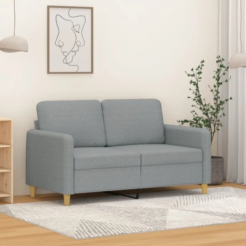 2-personers sofa 120 cm stof lysegrå - robust metalstel