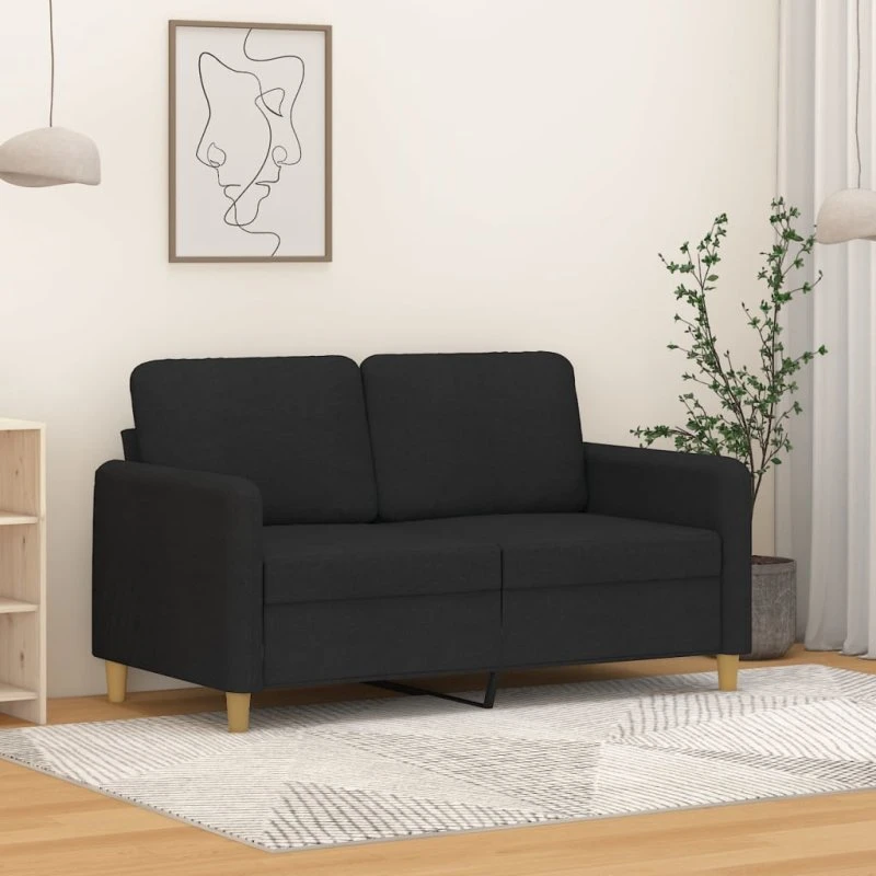 2-personers sofa 120 cm stof - sort, robust metalstel