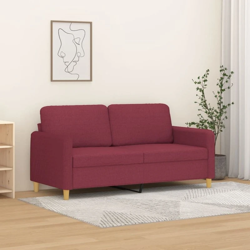 2-personers sofa 140 cm i vinrødt stof