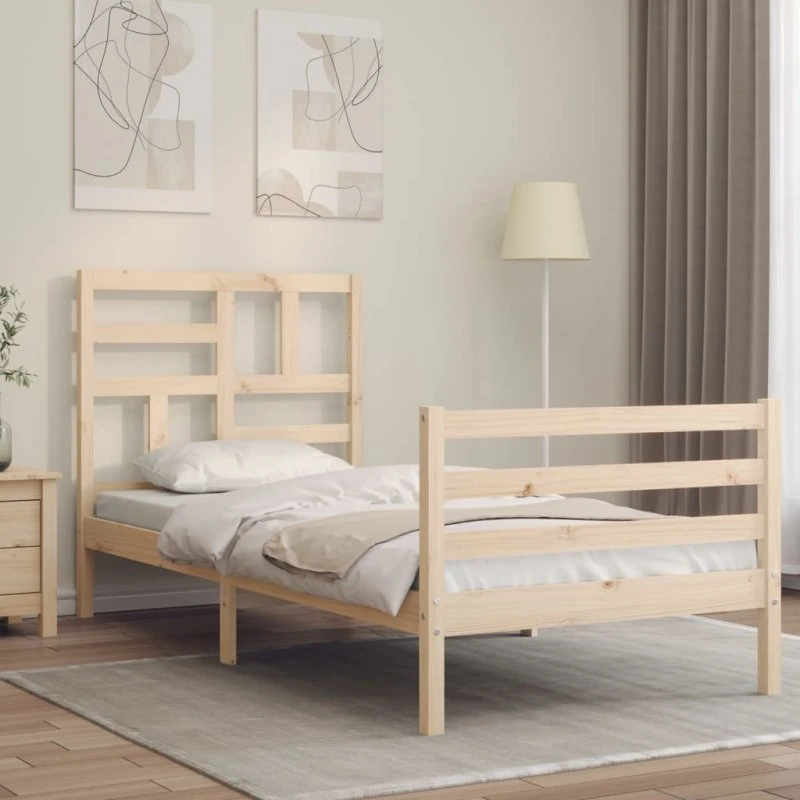 Sengeramme 100x200 cm i massivt fyrretræ med sengegavl