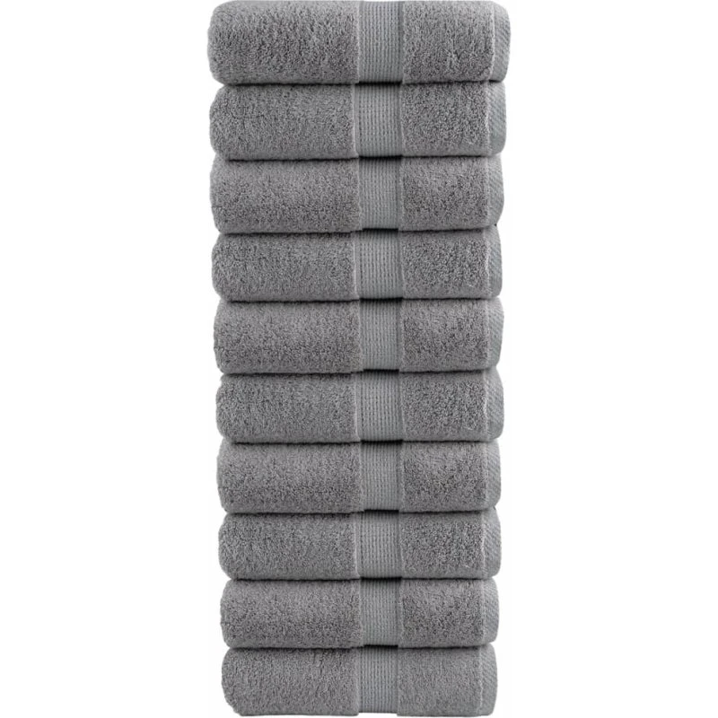 Premium gæstehåndklæder SOLUND 10 stk. 30x50 cm, 600 gsm – Grå
