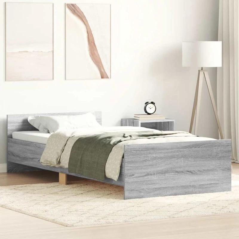 Sengeramme 90x190 cm i konstrueret træ - Grå Sonoma-egetr