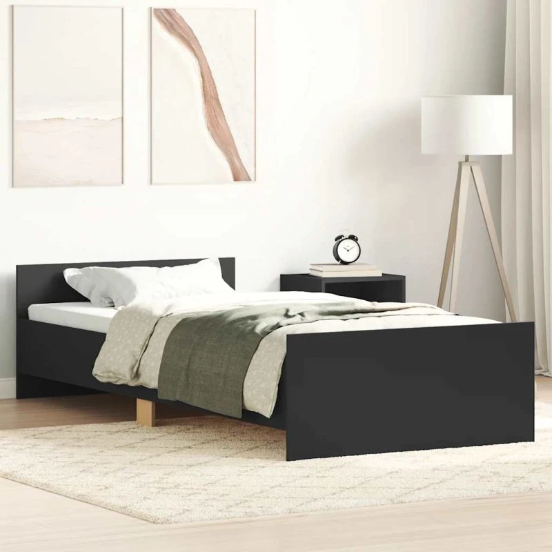 Sengeramme 75x190 cm i sort konstrueret træ