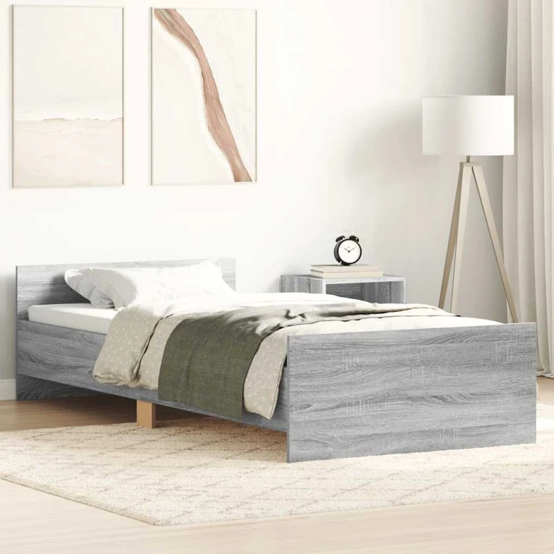 Sengeramme 75x190 cm i grå Sonoma-eg - konstrueret træ