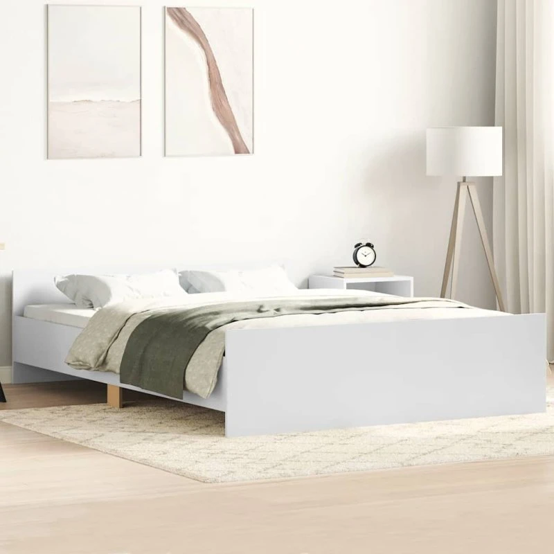 Sengeramme med gavl og fodgærde 140x200 cm - Hvid