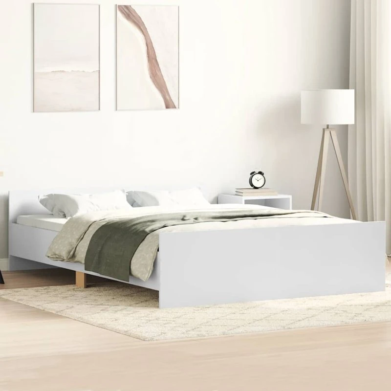 Sengeramme 150x200 cm med sengegavl - hvid