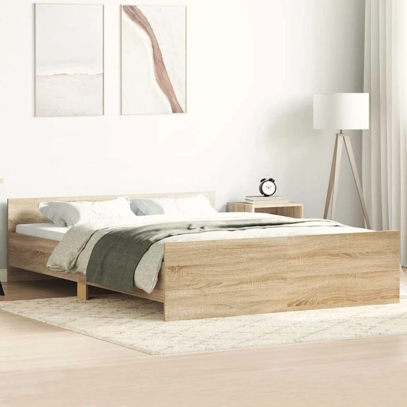 Sengeramme 140x190 cm med sengegavl - Sonoma eg