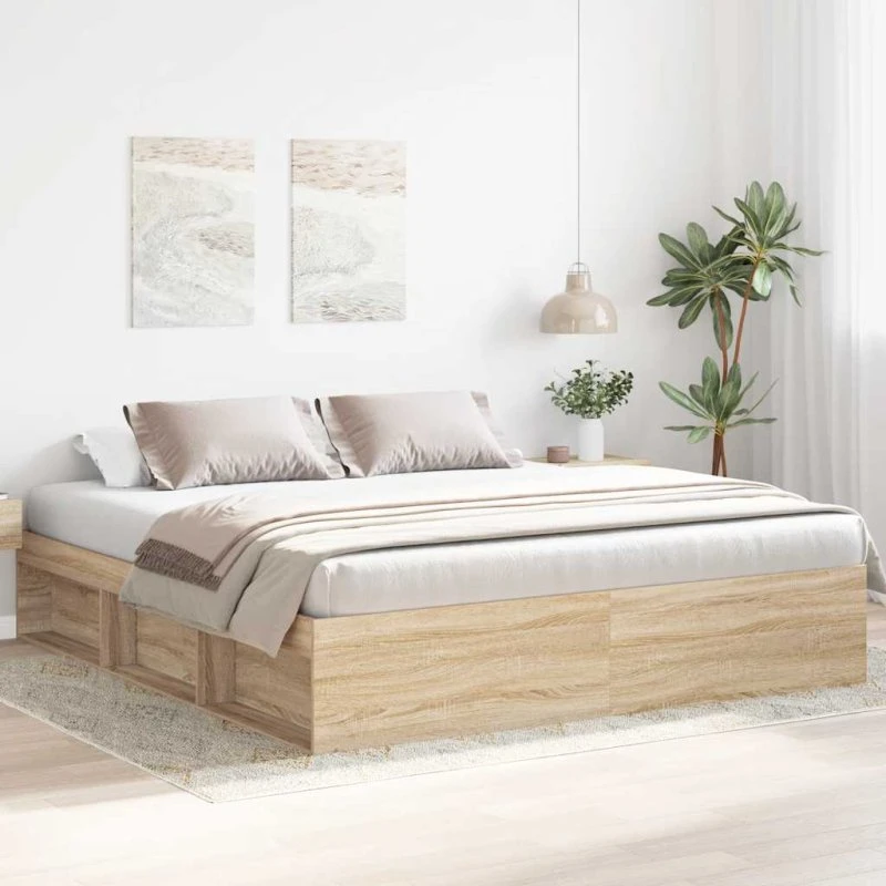 Sengeramme 200x200 cm i sonoma-eg
