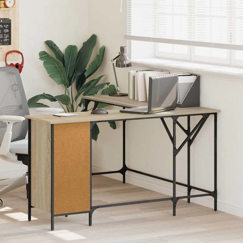 L-formet skrivebord 141x141x75 cm - Sonoma-eg