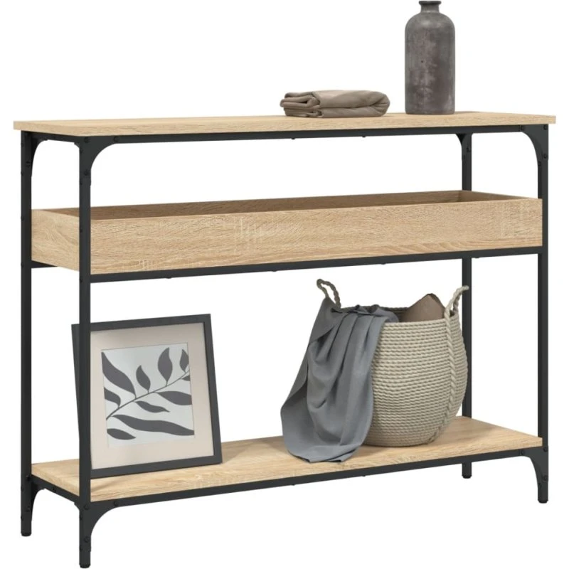 Konsolbord med hylde Sonoma eg 100x29x75 cm