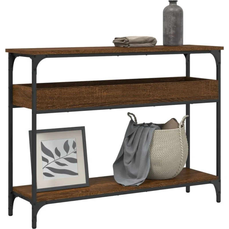 Konsolbord 100x29x75 cm i konstrueret træ - brun egetræ