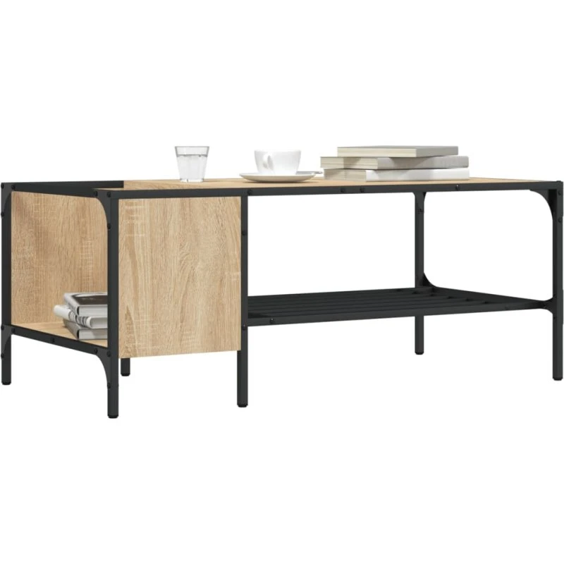 Sofabord 100x51x40 cm i sonoma-eg med hylde