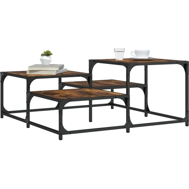 Sofabord 87,5x87,5x40 cm - røget egetræslook