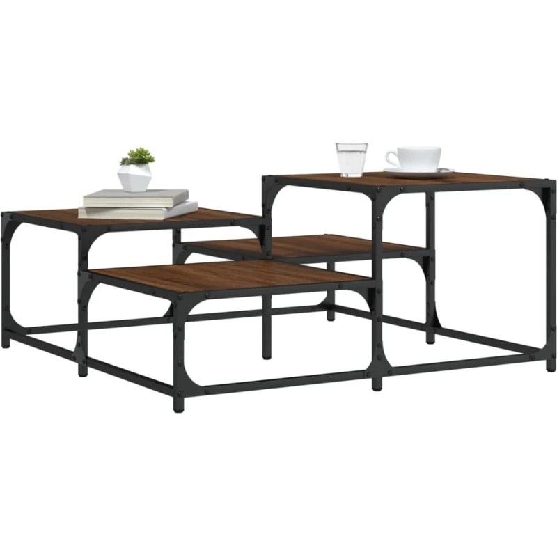 Sofabord 87,5x87,5x40 cm konstrueret træ - Egetræs