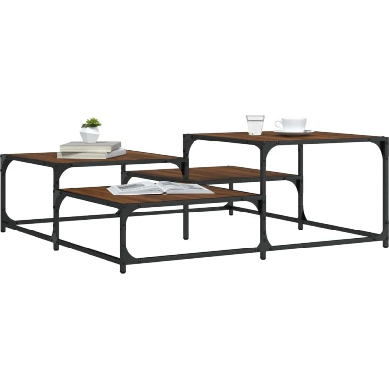 Sofabord 107x107x40 cm – konstrueret træ, egetræsfarve