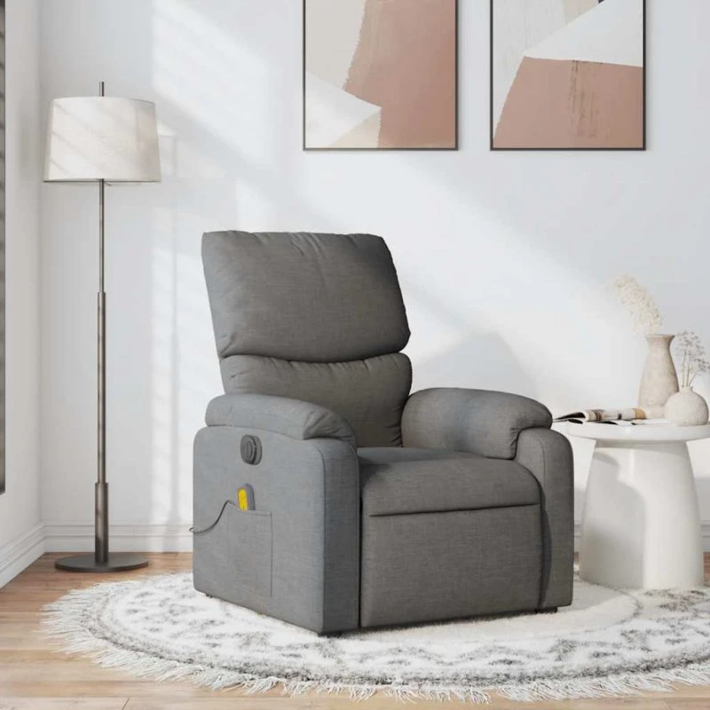 Massagestol lænestol i stof, mørkegrå (manuel 135°)