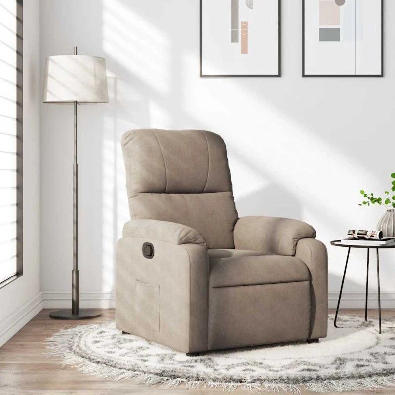 Lænestol i mikrofiberstof – gråbrun, manuelt recliner
