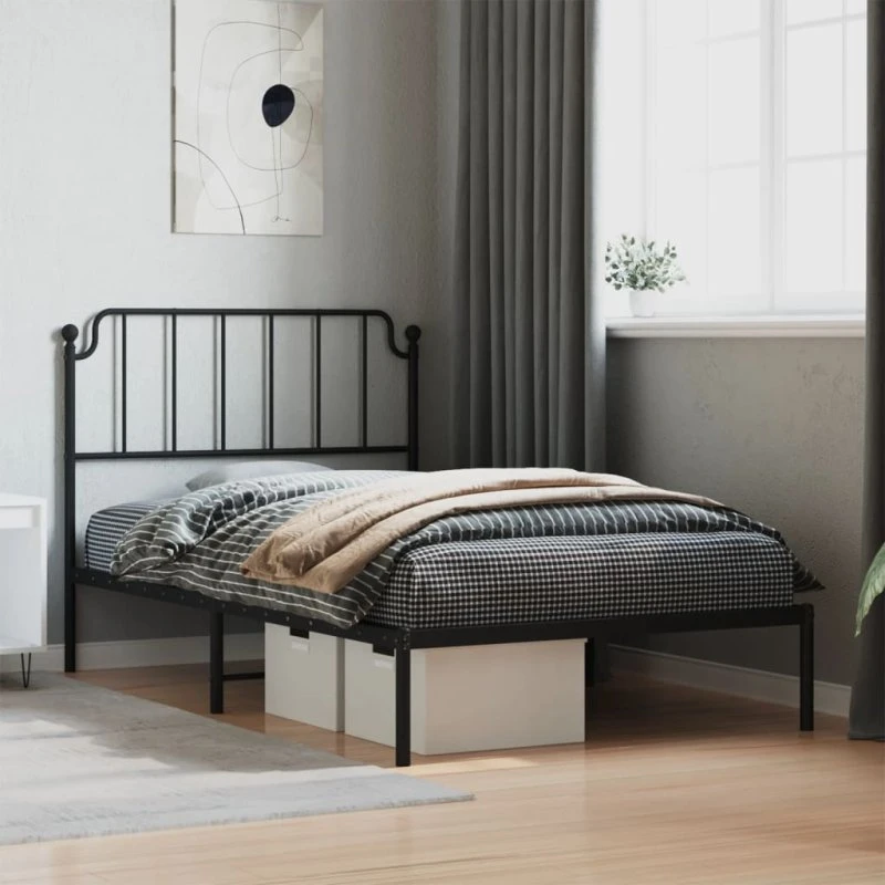 Sengeramme med sengegavl 107x203 cm - Sort metal