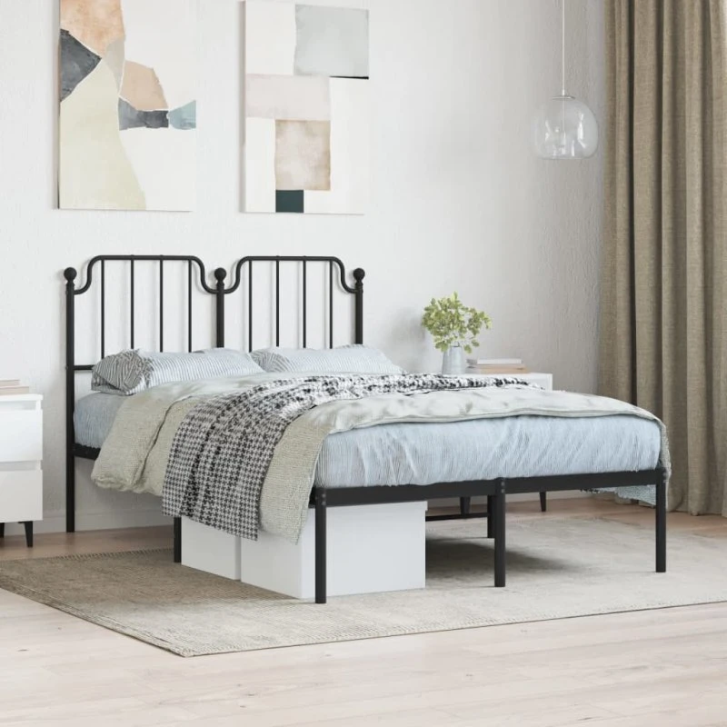 Sengeramme med sengegavl 120x200 cm - Sort metal