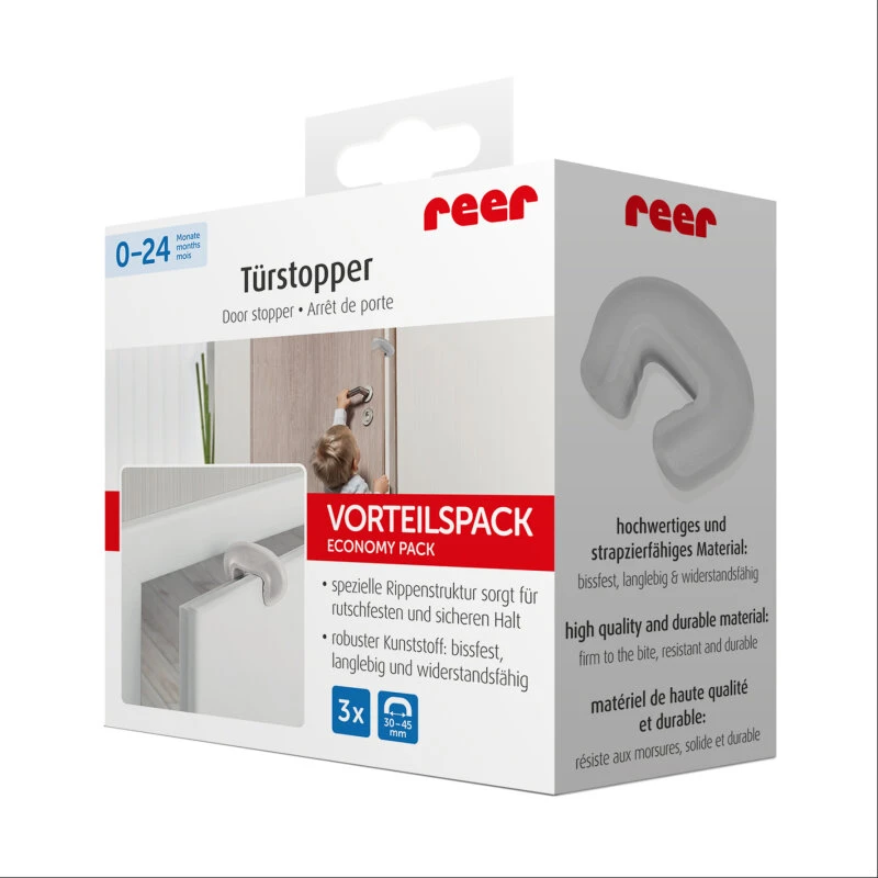 Reer Dørstopper Transparent 3 stk – til døre 30–45 mm