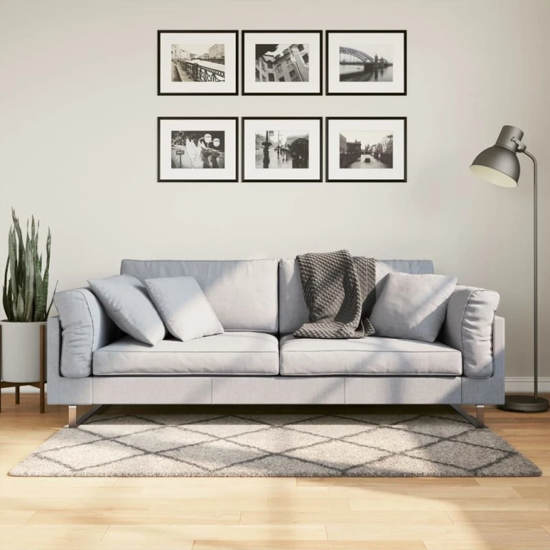 Shaggy gulvtæppe PAMPLONA 80x150 cm – beige/antracit