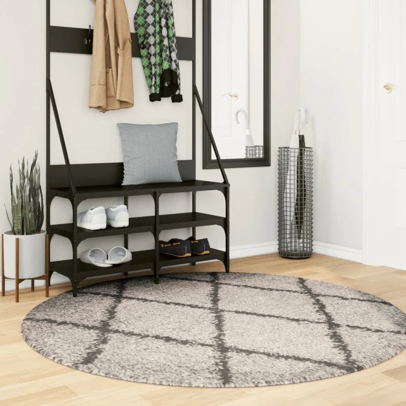 Shaggy tæppe PAMPLONA Ø160 cm — beige/antracit