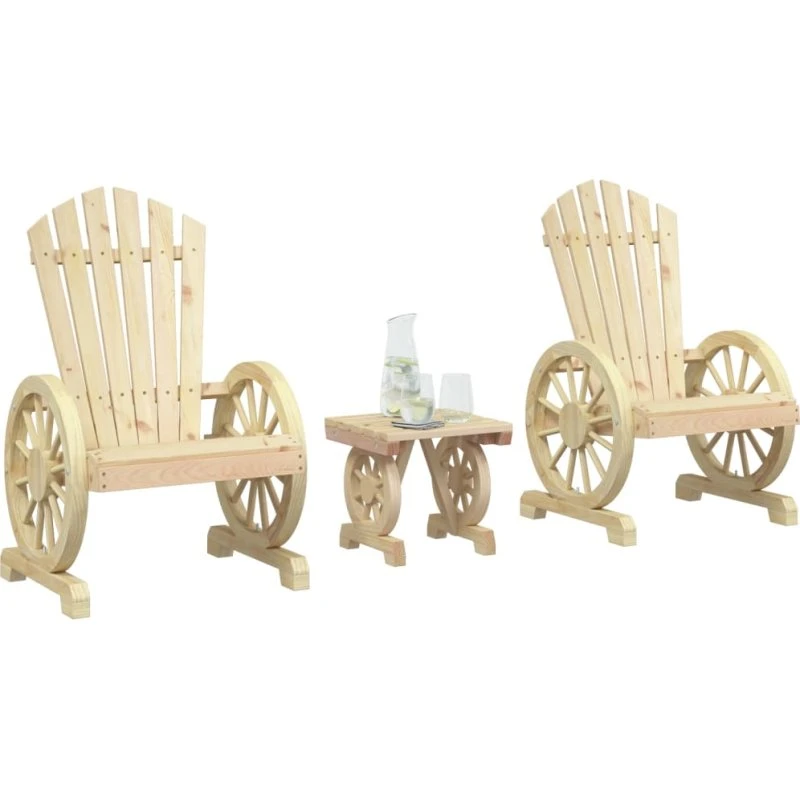 Loungesæt 3 dele i massivt grantræ - Adirondack