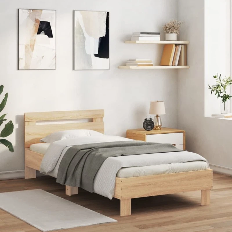 Sengeramme 90x190 cm med sengegavl - Sonoma eg