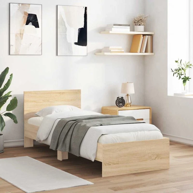 Sengeramme med sengegavl 90x190 cm - Sonoma-eg (uden madras)
