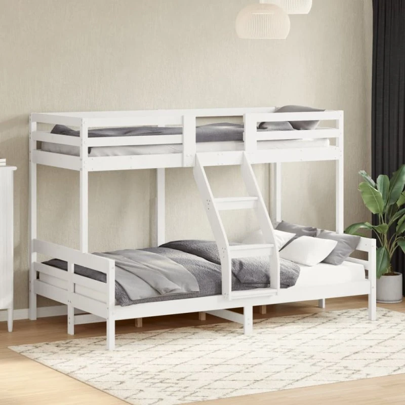 Køjeseng i massivt fyrretræ 80x200/120x200 hvid