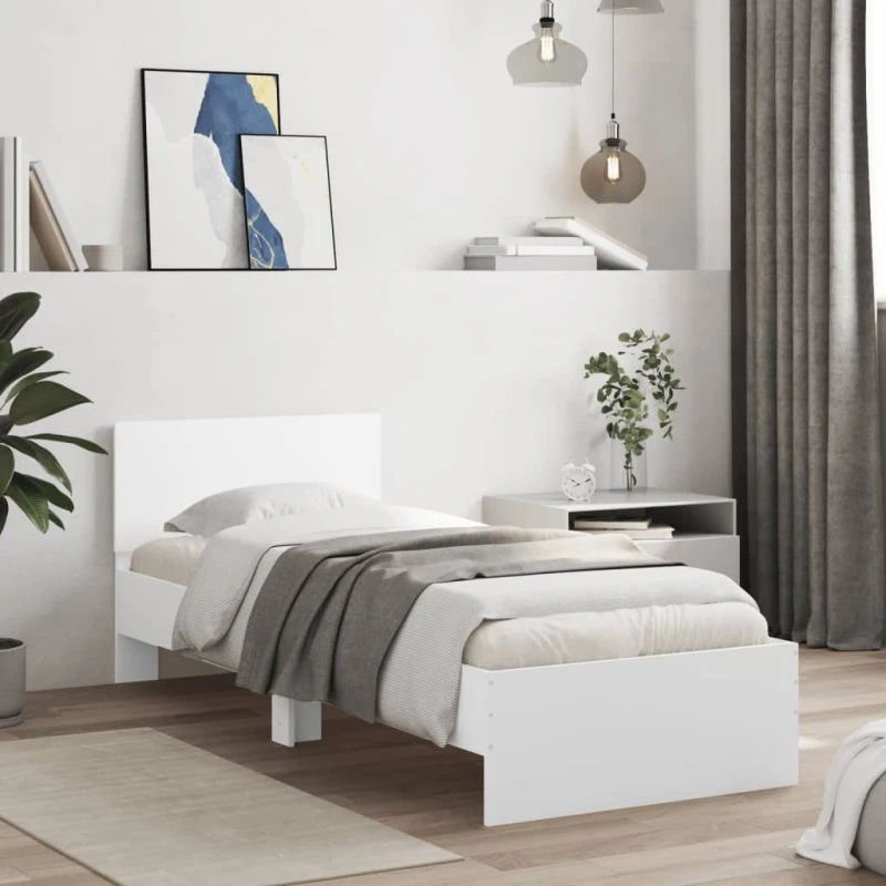Sengeramme med sengegavl 75x190 cm - hvid