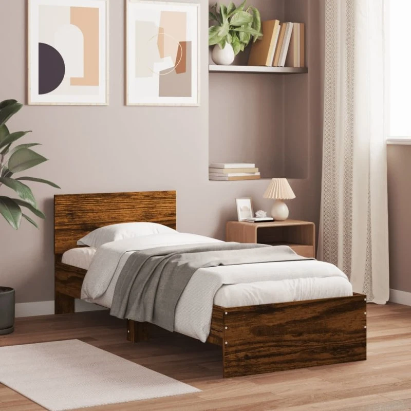 Sengeramme med sengegavl 75x190 cm - røget eg