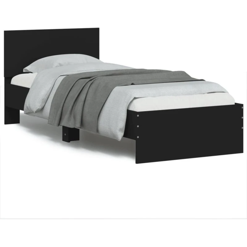 Sengeramme 75x190 cm med LED-sengegavl - sort
