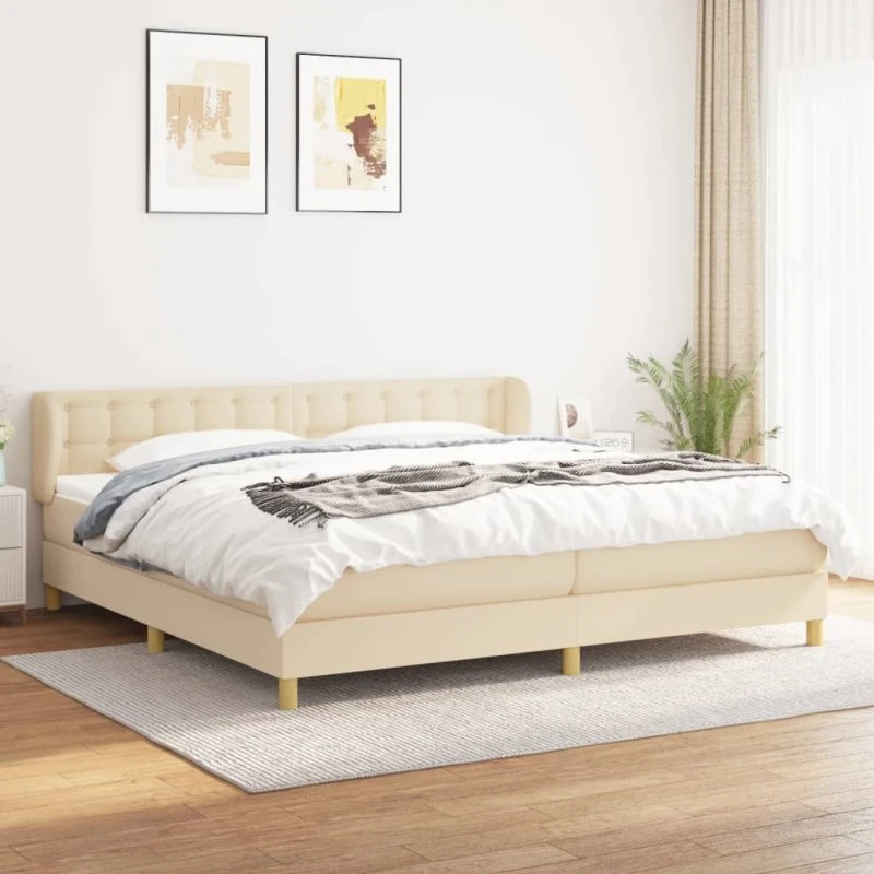 Kontinentalseng 200x200 cm i creme stof med pocketmadras