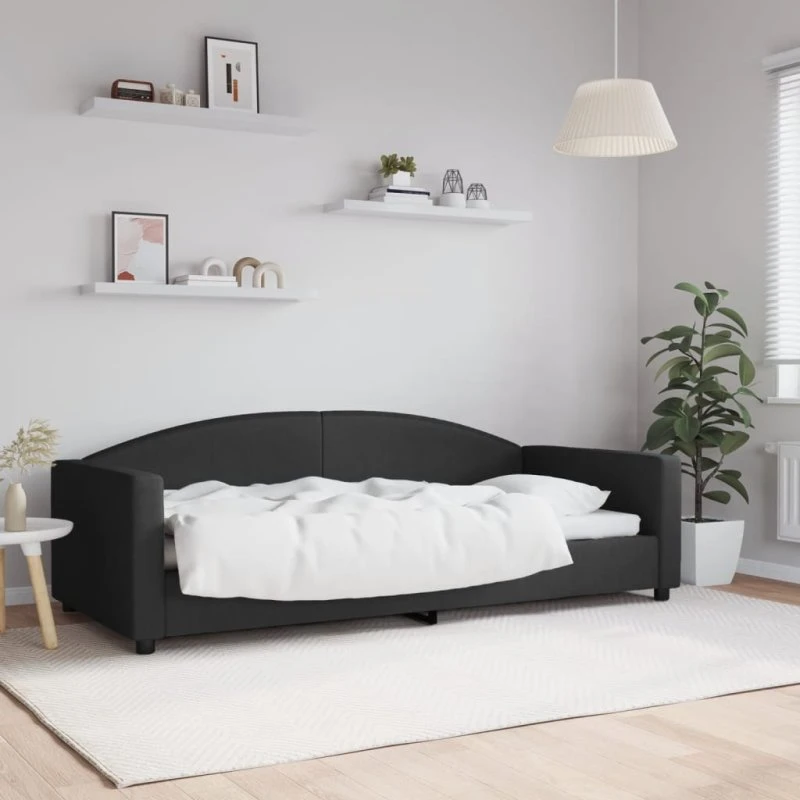 Daybed 90x200 cm stof sort – sovesofa 2-i-1