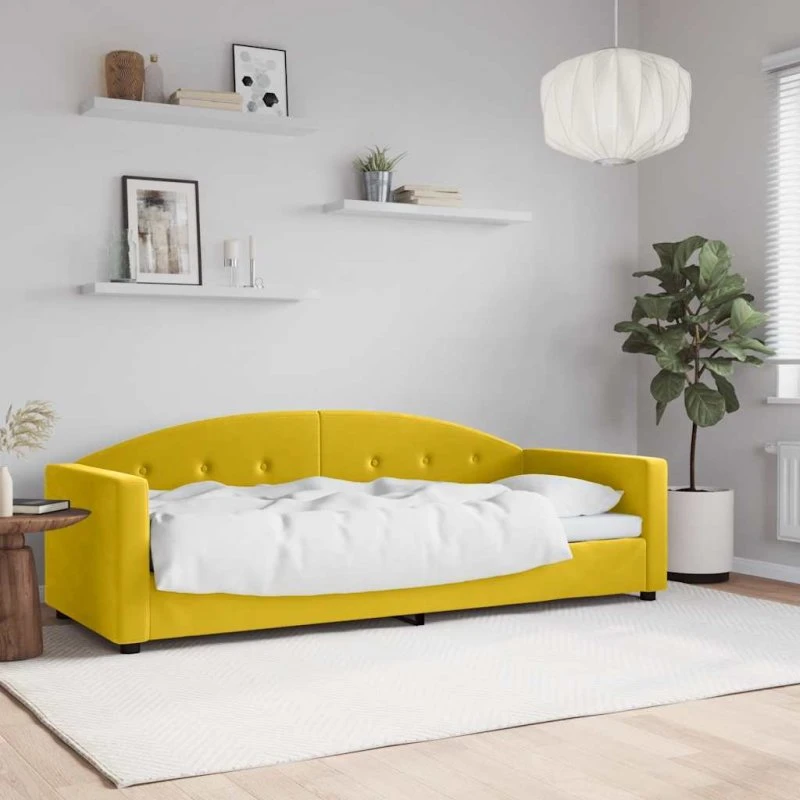 Daybed 80x200 cm i gul velour – sovesofa 2-i-1