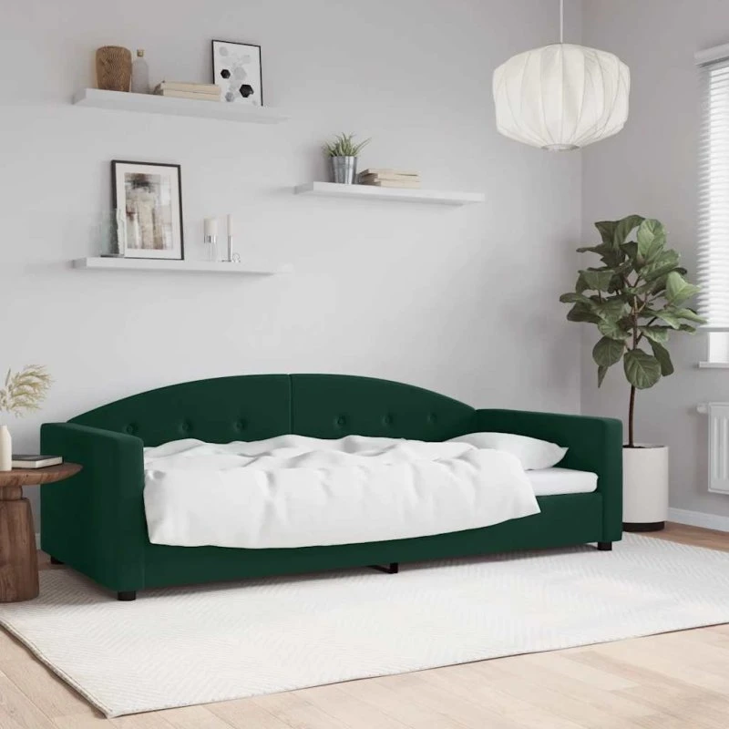 Daybed 90x200 cm velour - mørkegrøn